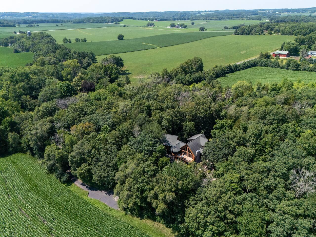Wooded hills and farmland around Hickory Hill